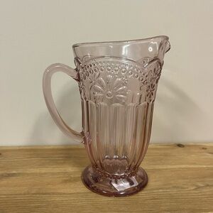 BRAND NEW - Pink Vintage-Inspired Floral Pedestal Pitcher
